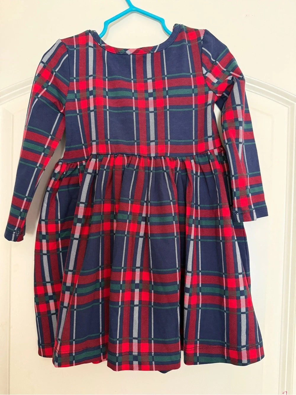 Hanna Andersson Red Navy Plaid Long-Sleeve Dress